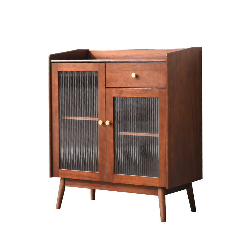 冯派 餐边柜实木 现代简约多功能储物柜 隔断柜 碗柜 厨房柜 小户型中式边柜厨房收纳柜子 LS2010019咖啡色 双门餐边柜