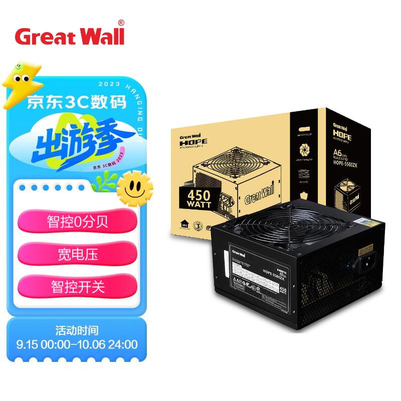 长城（GreatWall） 额定450W HOPE-5500ZK电脑电源 （智控0分贝/75cm长线材/宽电压/智控开关）怎么看?