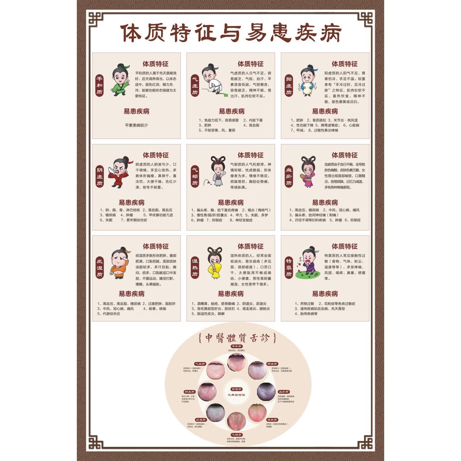 九种体质特征与易患疾病辨识中医人体体质分类图写真海报防水 06体质