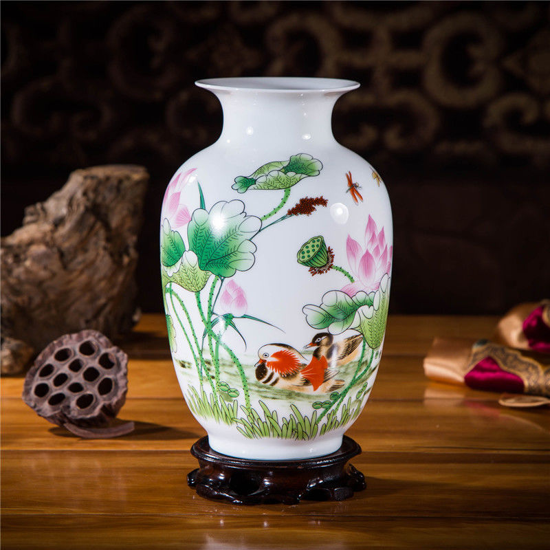 【精选】景德镇陶瓷摆件中式花瓶客厅玄关小摆设家居装饰品复古少女心