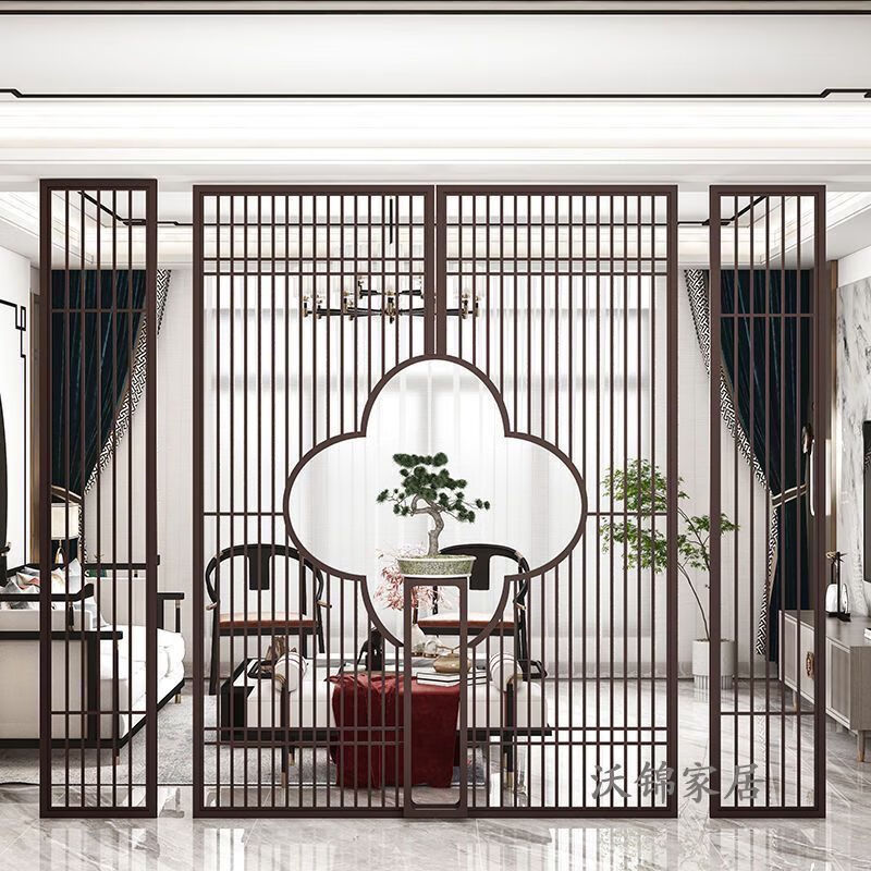 领檀轻奢中式铁艺屏风隔断酒店茶楼网红隔断装饰中式屏风隔断中国风