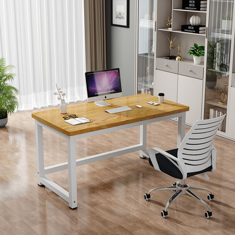 生态宜家桌家用台式简约卧室学习桌学生桌简易双人桌子 白架水曲柳