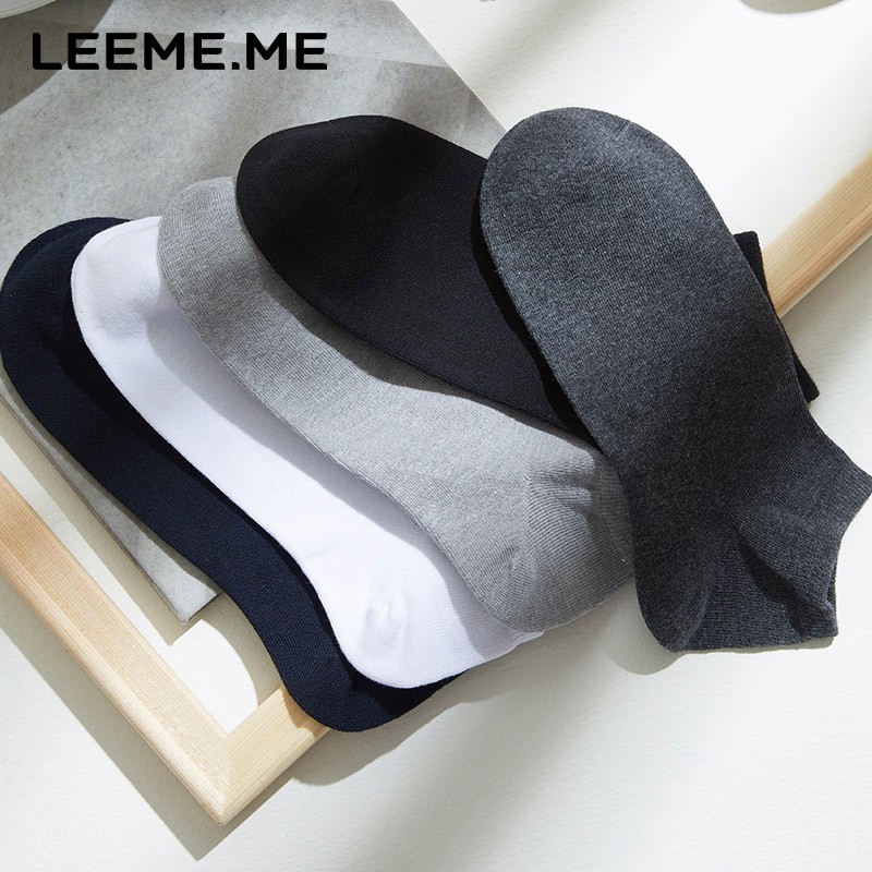 LEEME.ME 粒米袜子男抗菌百搭休闲棉袜透气夏季短袜吸汗男袜5双装