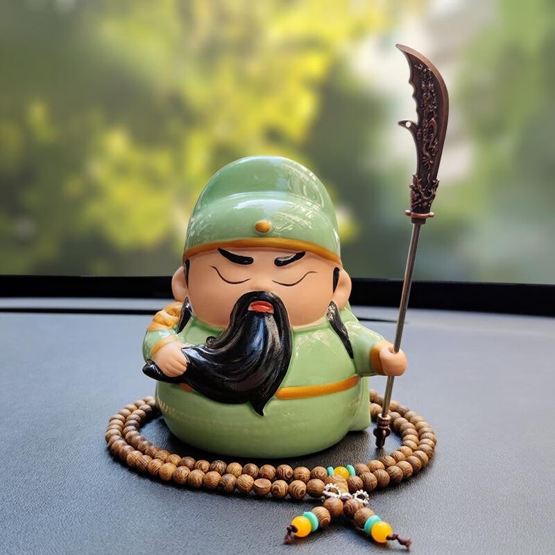 别普汽车国潮q版关公武圣可爱陶瓷关羽创意中控摆件武财神车载装饰品