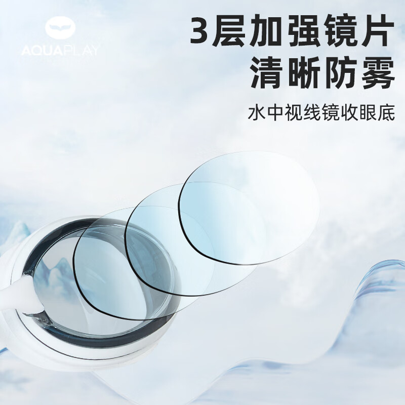 AQUAPLAY泳镜高清防水防雾潜水平光游泳眼镜男女护目近视镜游泳装备 钢琴白成人竞速小框近视泳镜