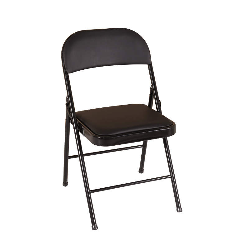 （工匠时光）电脑椅家用职员办公椅会议椅简约游戏人体工学升降旋转靠背凳子可移动 PU折叠椅 全黑色 钢制脚 固定扶手