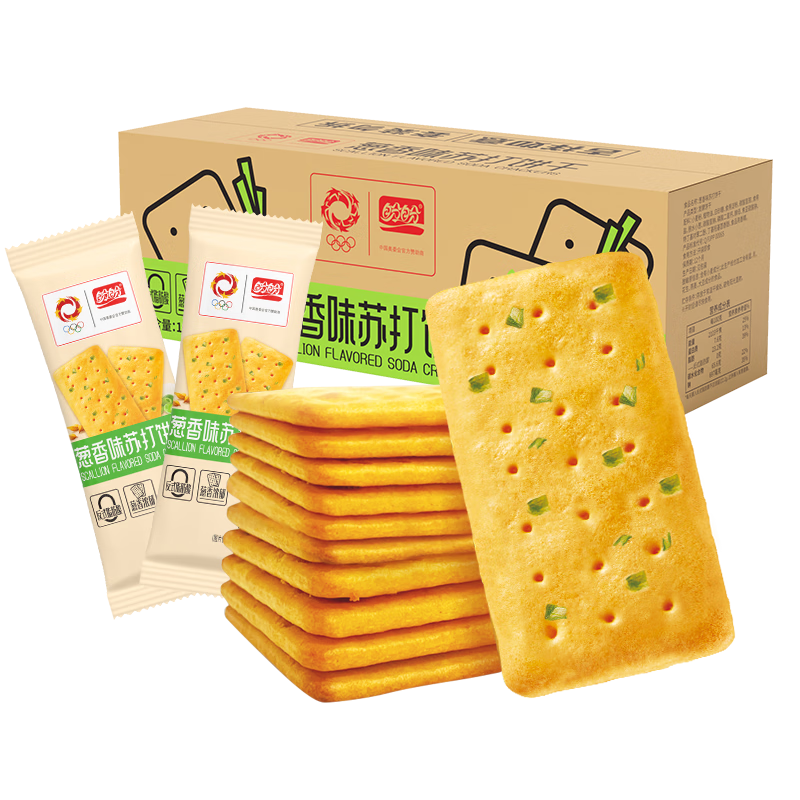 需首单、PLUS：盼盼 咸味香葱饼干  1000g/箱