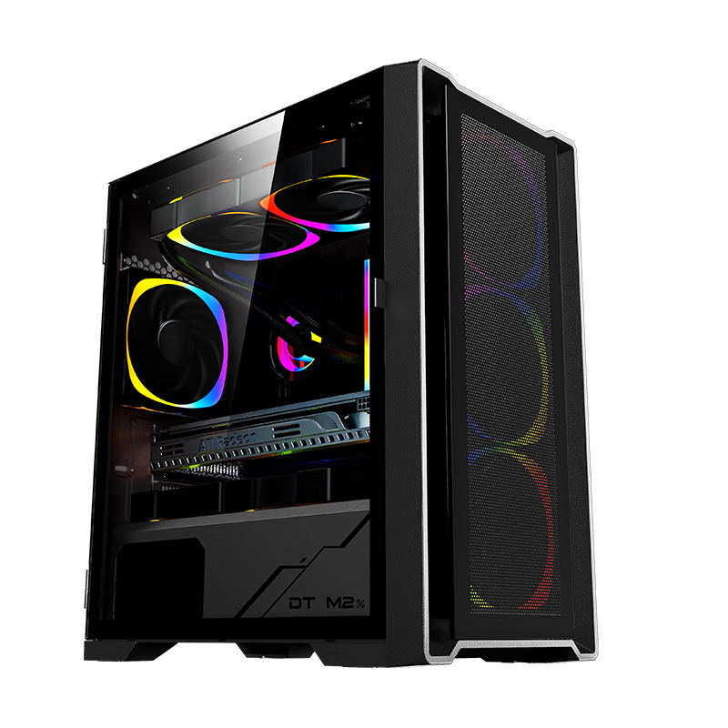 防尘240一体水冷桌面台式机m-atx主板玻璃侧透下置itx主板防尘机箱