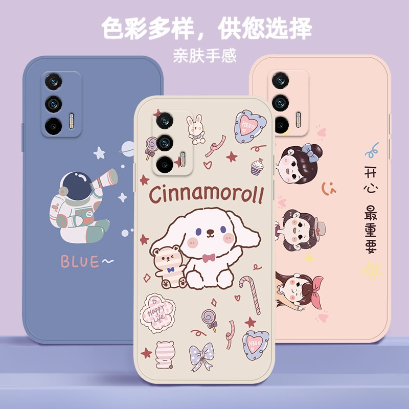 倍思力 适用realme真我GT Neo2T手机壳GTNeo男女款防摔保护套薄全包磨砂直边软壳 薰衣草灰-熊和兔子+手绳 真我GTNeo2T/真我GT/Q3pro通用