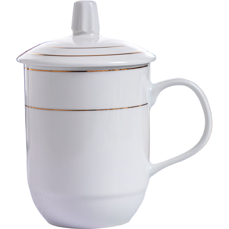 陶相惠 茶杯 辦公陶瓷杯會議杯帶蓋商務(wù)會議開會杯子水杯350ml