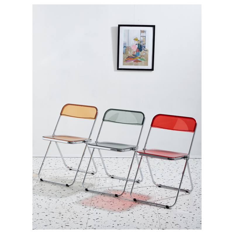 从野家具透明椅子亚克力餐椅ins凳子可折叠时尚网红拍照椅子服装店化妆椅 透明椅 绿色