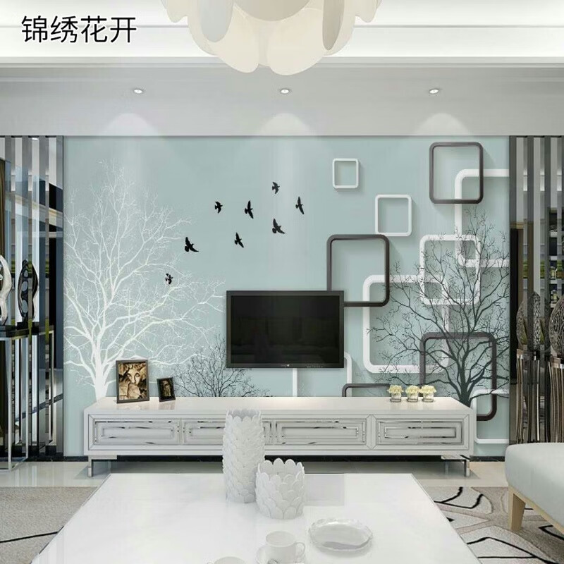 电视墙壁纸简约现代客厅电视背景墙大气影视墙装饰壁画北欧沙发背景墙