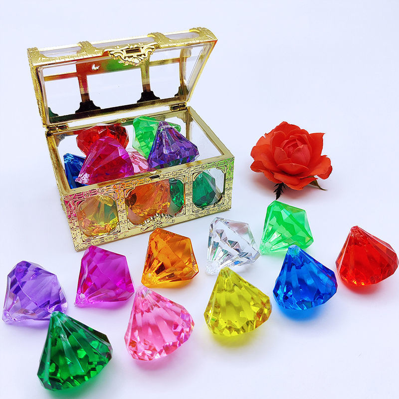 遇财 七彩儿童宝石玩具水晶钻石玩具女孩亚克力塑料材质宝石玩具