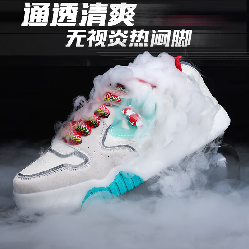 vnxifm暴力熊男鞋爆款夏季夜光透气情侣款低帮女鞋时尚透气板鞋百搭款 白红 42