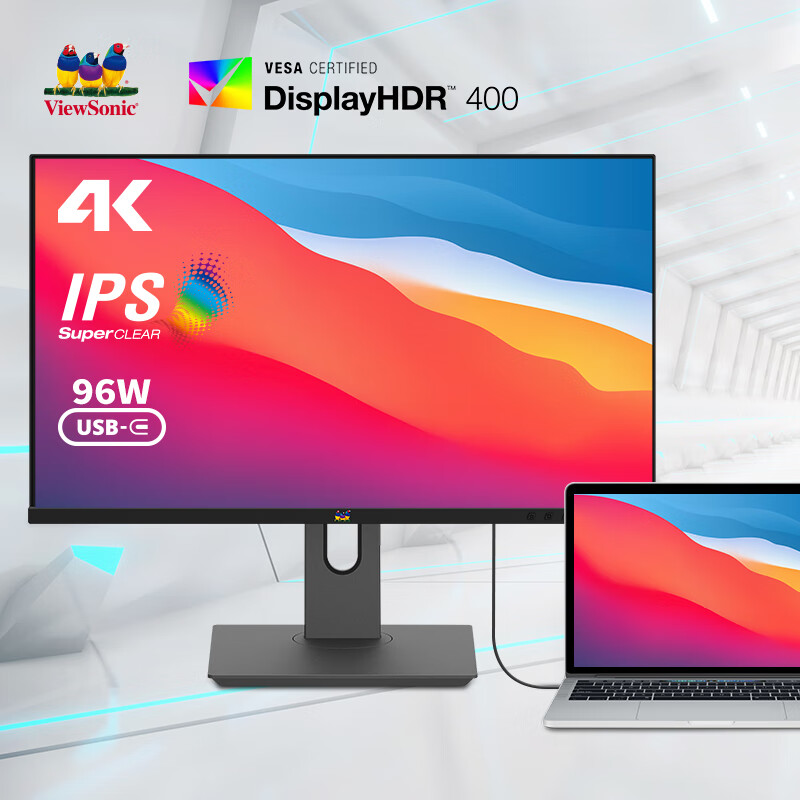 优派 27英寸 4K超清 IPS HDR400 TypeC96W 10bit 旋转升降 微边 广色域电脑显示器27 VG2781-4K