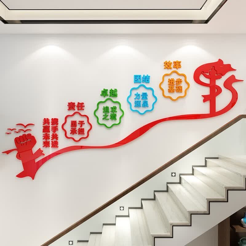 文化墙3d立体亚克力墙贴楼梯过道走了员工激励文 企业文化墙(左上)