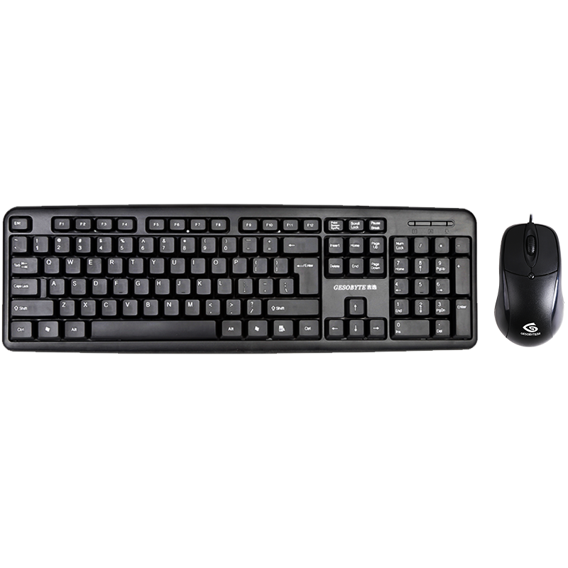 吉選（GESOBYTE）KM810PU 鍵鼠套裝 有線(xiàn)鍵鼠套裝 辦公鍵鼠套裝 防潑濺 PS2圓口鍵盤(pán) USB鼠標 黑色