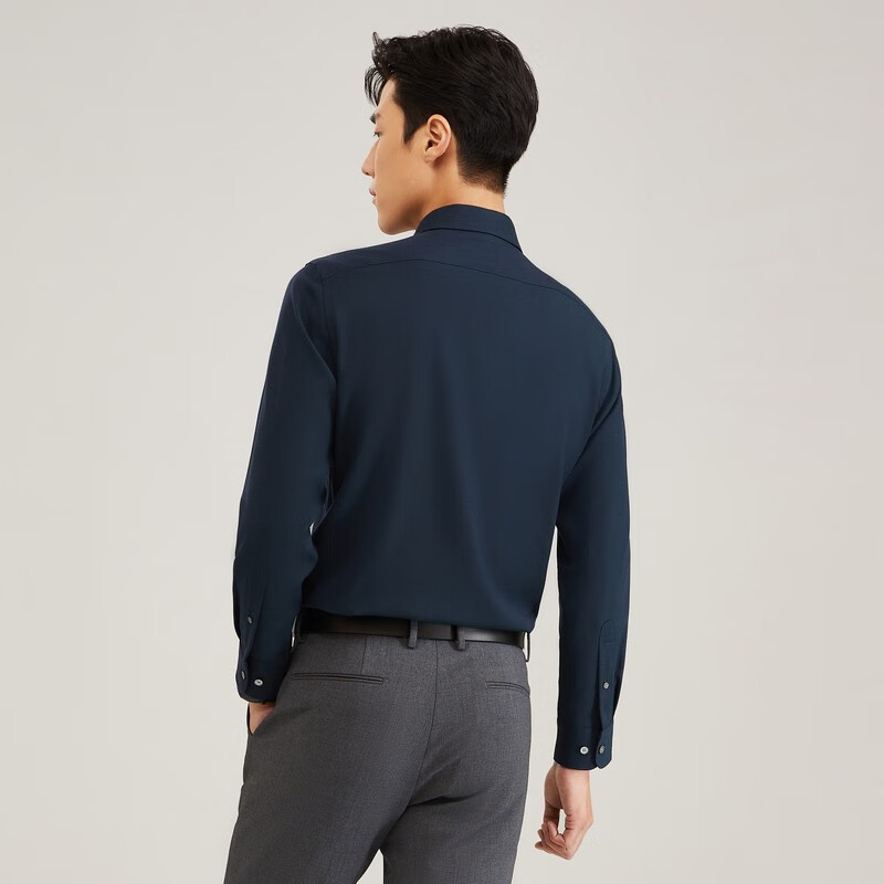 雅戈尔【含40%羊毛可机洗】衬衫男长袖秋冬新高端保暖舒适衬衣商务休闲 深绿 42