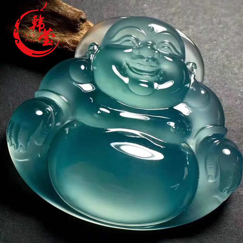 韩莹(koreing) 缅甸高冰种冰透翡翠佛公吊坠 缅甸玻璃种玉佛观音笑佛