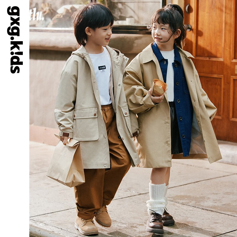 gxg.kids童装儿童风衣外套22秋新品男女童洋气舒适全棉风衣外套潮 卡其色 130cm怎么看?