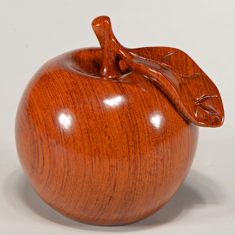 汝礼黄花梨实木雕刻苹果摆件家居客厅酒柜装饰摆设工艺品生日送礼