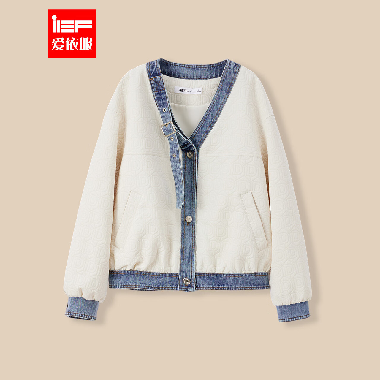 IEF/爱依服春季短外套女2023新款牛仔拼接设计感立体印3N29A-B0497- 杏 均码怎么样,好用不?