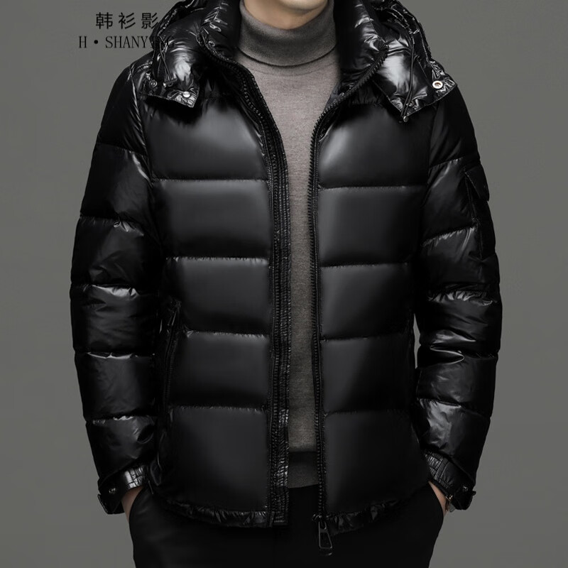 韩衫影（H·SHANYING）羽绒服男2023冬季新款短款鹅绒加厚保暖冬装时尚休闲宽松外套 黑色 170高性价比高么？