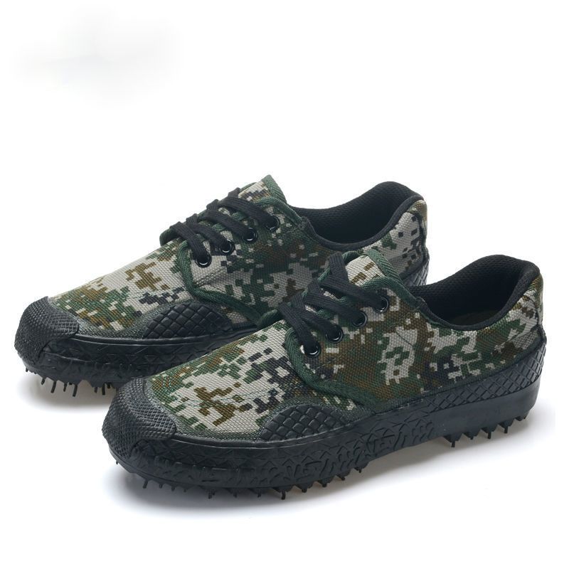 瓦迈3517解放鞋劳保男工地工作迷彩鞋耐磨学校军训作训鞋黄球胶鞋