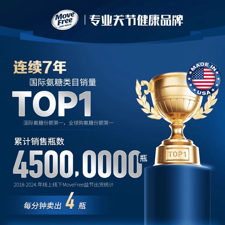 Move Free美国原装进口益节氨糖软骨素钙片5合1维骨力中老年240粒 氨糖软骨素钙片240粒*2瓶