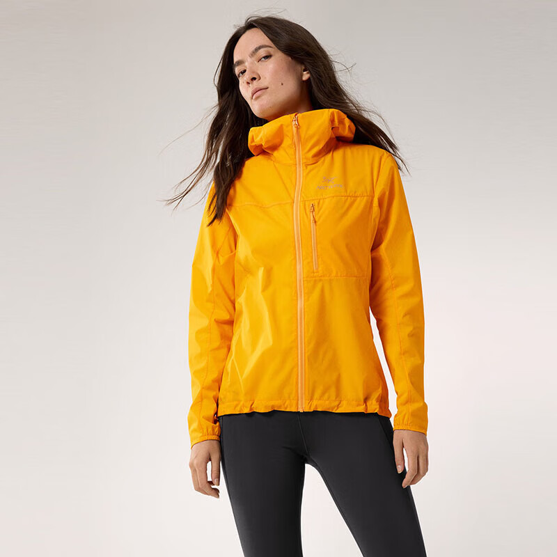 始祖鸟（ARC&#039;TERYX）风壳 SQUAMISH HOODY 轻量透气皮肤风衣女子防风夹克 黄色Edziza XXS