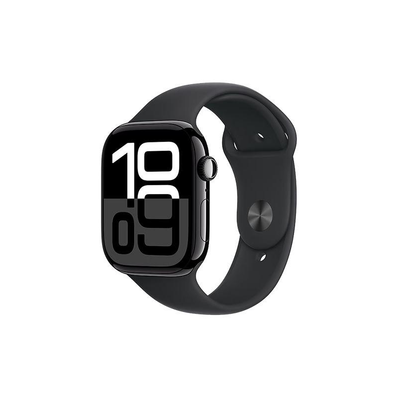 【准新品】Apple/苹果 Watch Series 10 智能手表GPS款46毫米亮黑色铝金属表壳黑色运动型表带M/L MX273CH/B
