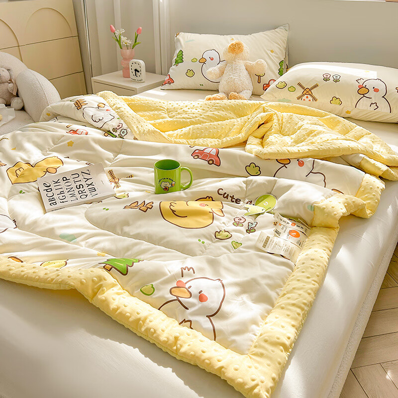 胖东来同款大豆豆豆被夏季冰凉豆豆夏凉被大豆纤维空调被夏天薄被 草莓狗 双人夏被-200X230/cm【A类豆豆被 软糯亲