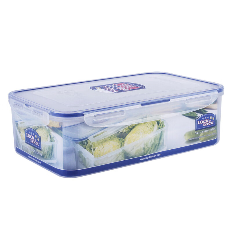 乐扣乐扣 塑料密封保鲜盒 冰箱食品储物盒 邮票储藏盒泡菜盒3.6L长方形