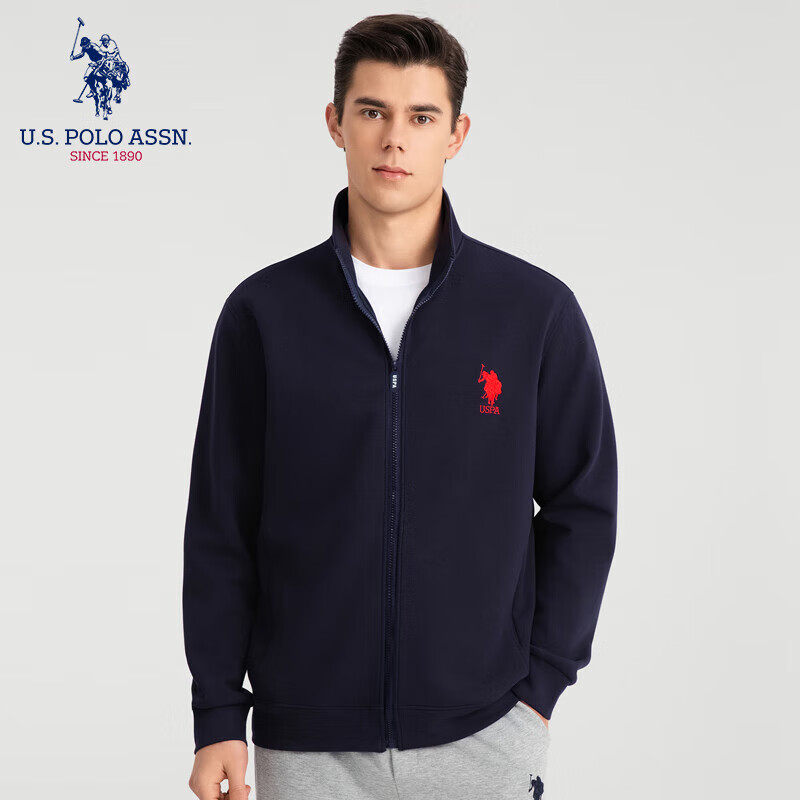U.S. POLO ASSN.保罗开衫卫衣男春夏户外休闲开衫百搭上衣外套 藏青 3XL
