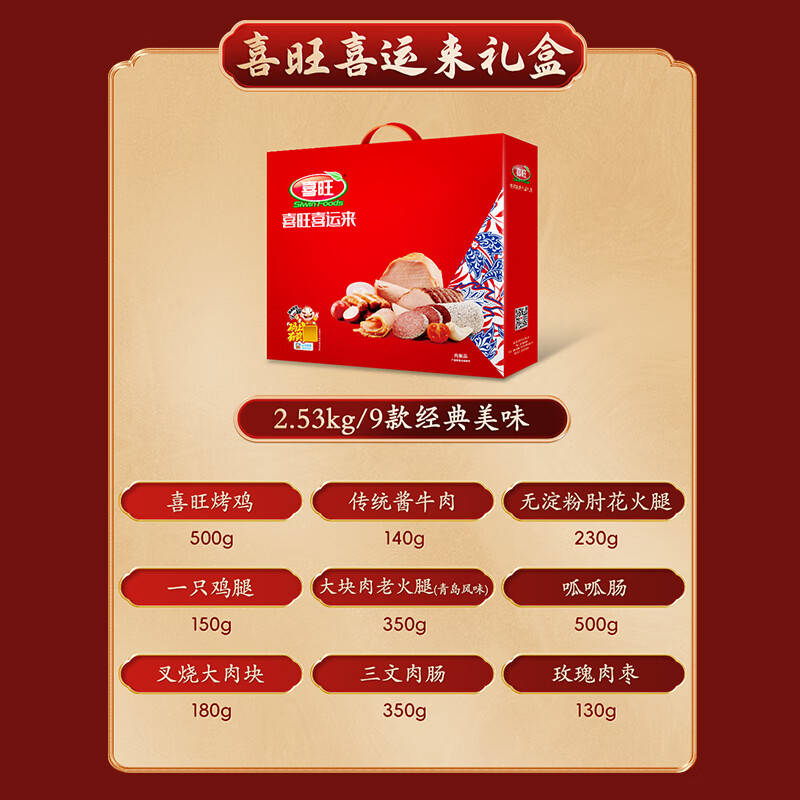 喜旺（Siwin Foods）【长辈朋友】喜运来礼盒中秋熟食礼盒肉食礼盒零食 喜运来礼盒 喜旺礼盒