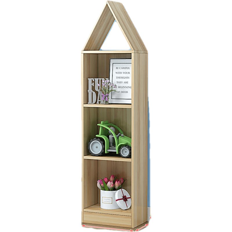 斯驼尔 书架置物架落地多层玩具收纳架家用简易学生小房子书柜 浅胡桃 三层书架