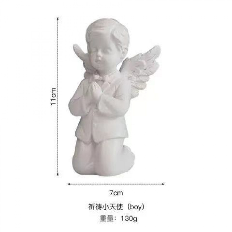 心雕塑桌面小装饰品摆设天使可爱欧式复古花仙子 祈祷小天使【boy】