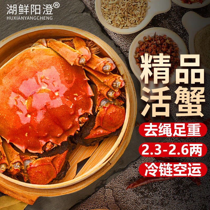 【活蟹】湖鲜阳澄 大闸蟹 去绳足重 2.3-2.6两 8只 鲜活六月黄现货超大螃蟹水产礼盒装怎么看?