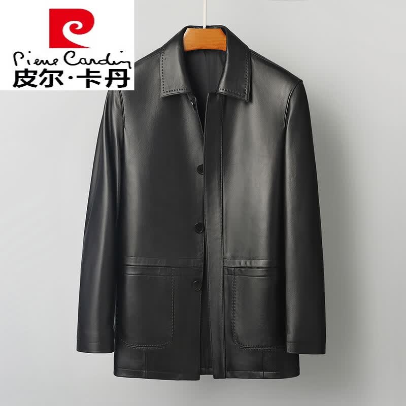 皮尔卡丹（pierre cardin）皮衣男真皮绵羊皮中长款翻领2023新款海宁男士羽绒皮夹克外套秋季 黑色(羽绒) 200/6XL怎么看?