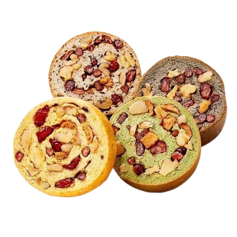 果仁車輪面包棗仁全麥粗糧早餐代餐0無糖精飽腹堅(jiān)果車輪餅面包 【3種口味混合】1000g【共20袋】