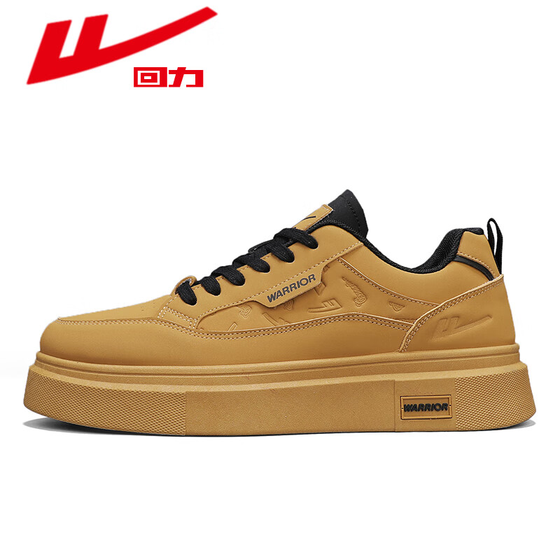 回力板鞋品牌男鞋空军一号小麦色低帮皮面青少年运动百搭 土黄色 41