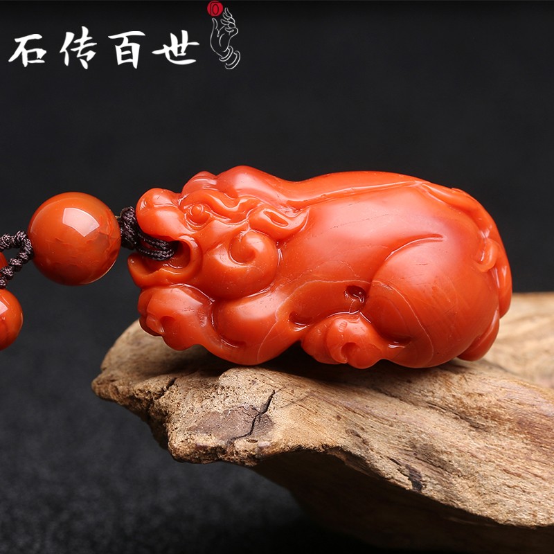 石传百世南红玛瑙吊坠项链男女士款本命佛观音佛原石打磨附珠链附证书