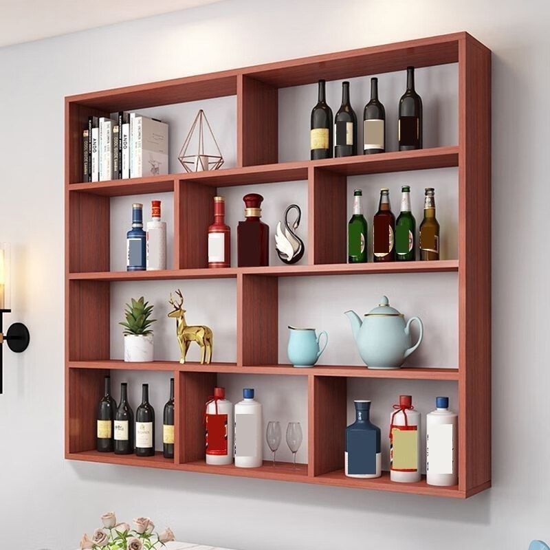 妙普乐壁柜酒柜实木 壁柜展示柜家用实木储存杂物柜饭店墙上酒柜挂