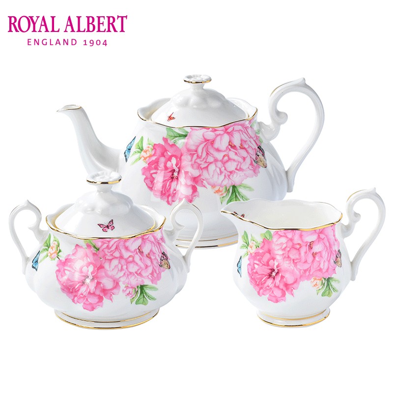 Royal Albert英国皇家阿尔伯特进口骨瓷杯马克杯茶具咖啡杯米兰达可儿友谊系列 糖壶奶三件套