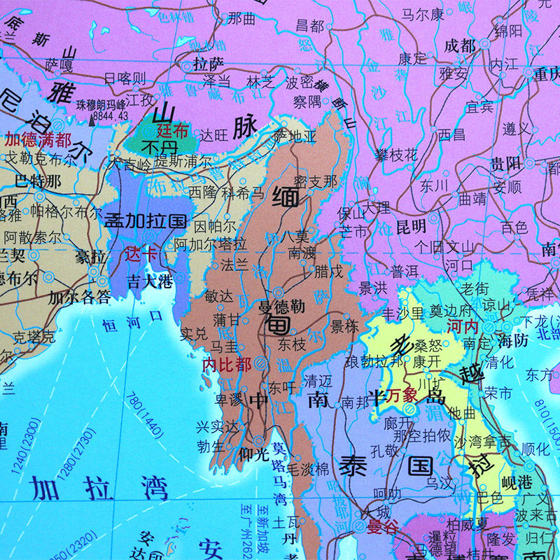 带年米世界地图世界高清米覆膜1.4行政新