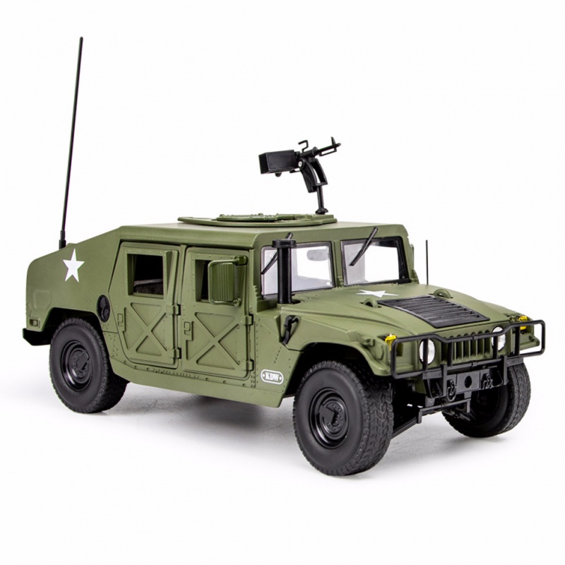 凯迪威1:18悍马h1静态模型合金仿真军事越野指挥车儿童收藏玩具 绿色