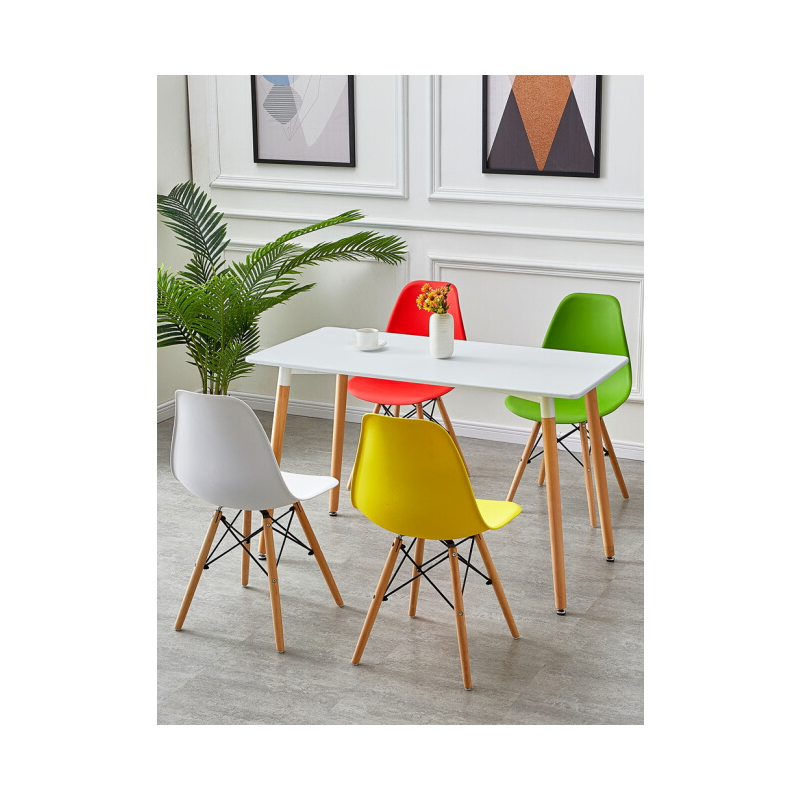 山户家具餐桌椅组合现代简约小户型北欧家用饭桌实木白色伊姆斯洽谈桌椅子 60直径圆桌75高白色