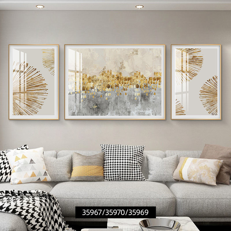现代简约壁画客厅装饰画轻奢沙发背景墙三联画北欧风抽象墙壁挂画 c款
