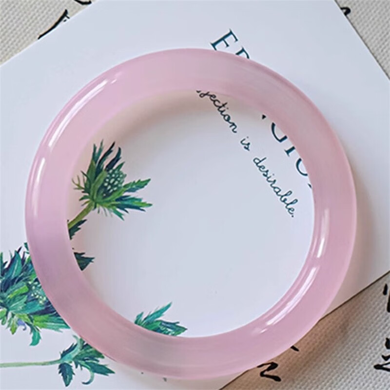 春龙蜜桃粉|玉髓手镯少女款玛瑙镯子淡粉色芙蓉玉气质冰透 56-57