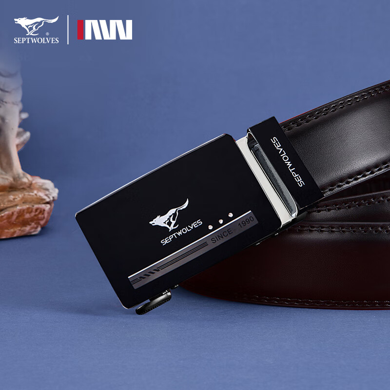 七匹狼(septwolves)皮带男真牛皮不带头皮带条自动扣无扣头中青年男士